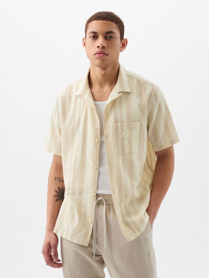 Buy Men s Linen Cuban Sale Shirts Online Gap UK