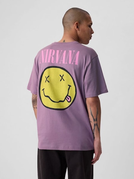 Purple Nirvana Cotton Graphic Short Sleeve T-Shirt (861021) | £20