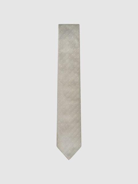 Silk Polka Dot Tie in Champagne (862711) | £48