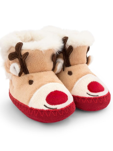 Cosy Reindeer Slipper Boots in Fawn (8632H8) | £18