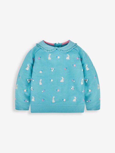 Duck Egg Girls' Bunny Embroidered Sweatshirt With Collar (864292) | £24