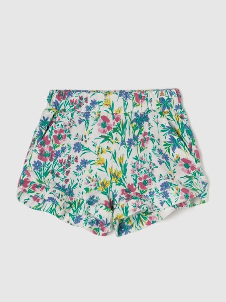 White, Blue & Pink Floral Pull On Ruffle Shorts (3mths-5yrs) (867714) | £8