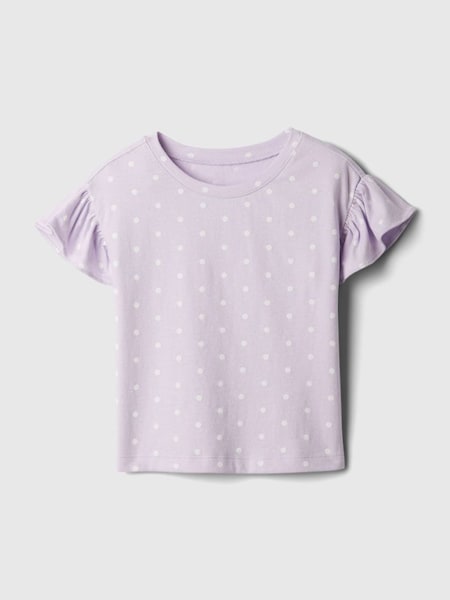 Purple Print Short Flutter Sleeve Crew Neck T-Shirt (3mths-5yrs) (867731) | £8