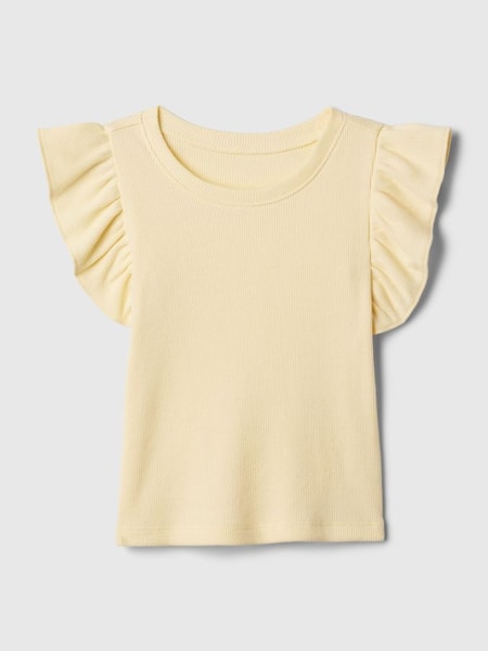 Yellow Ruffle Sleeve Crew Neck Short Sleeve T-Shirt (Newborn-5yrs) (867813) | £8