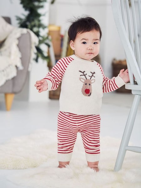Reindeer Knitted Baby Set in Cream (8679U6) | £32