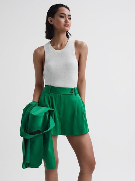 Mid Rise Tailored Shorts in Green (870198) | £70