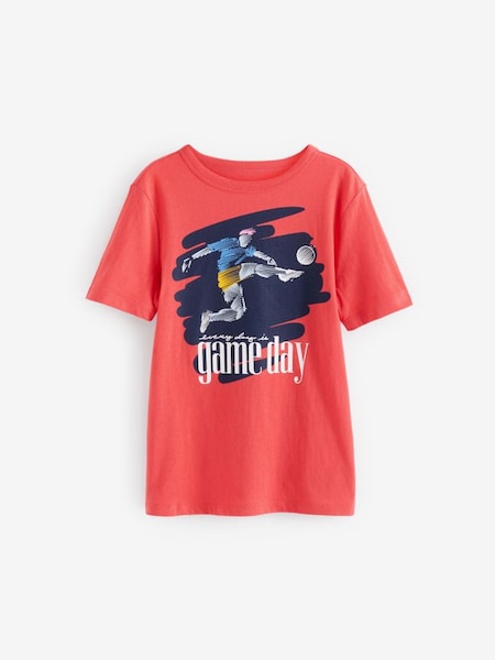 Red Football Graphic Print Short Sleeve Crew Neck T-Shirt (4-13yrs) (870854) | £10