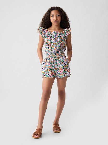 White Floral Crinkle Playsuit (4-13yrs) (873508) | £30