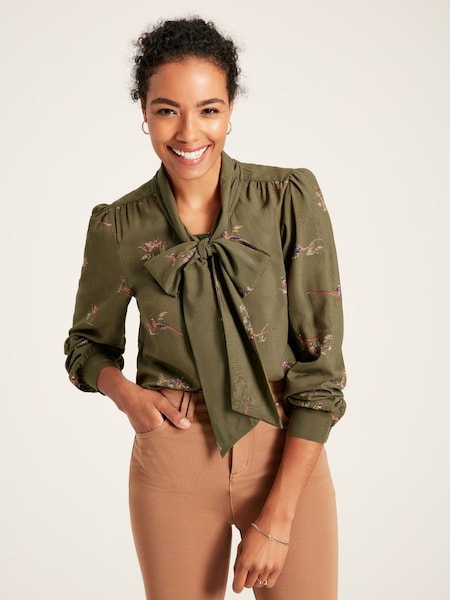 Everly Green Tie Neck Blouse (884960) | £59.95