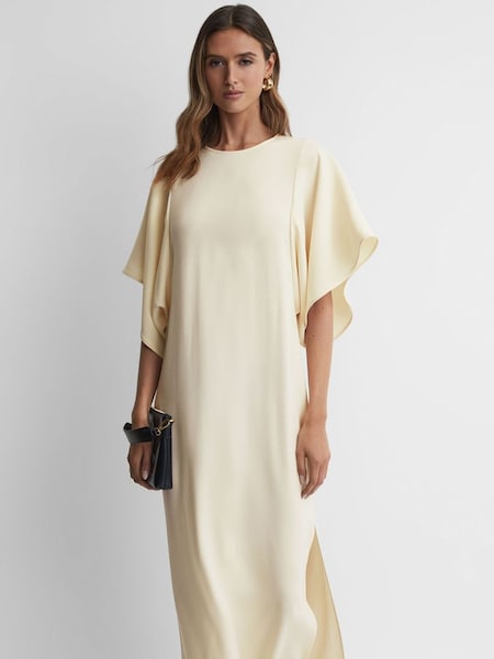 Cape-Sleeve Midi Dress in Lemon (885296) | £108