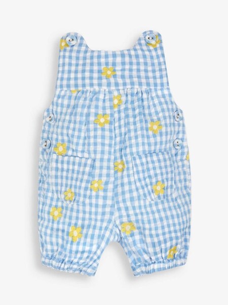 Blue Daisy Embroidered Gingham Dungarees (886025) | £14