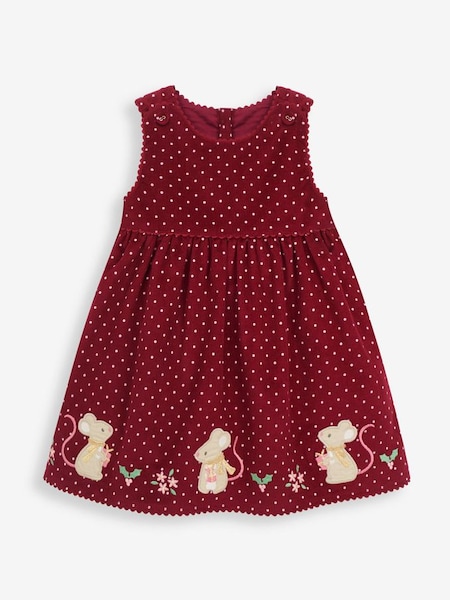 Girls' Appliqué Cord Dress in Berry Pink Mouse (8888R6) | £26.50