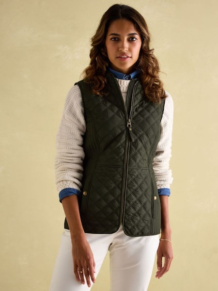 Minx Khaki Showerproof Diamond Quilted Gilet (889010) | £49.95