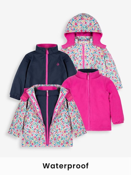 Girls' Floral 4-in-1 Waterproof Polarfleece Jacket in Pink (8935Q4) | £65.50