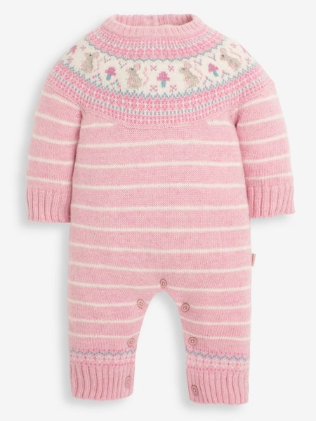 Mouse Fair Isle Knitted Baby All-In-One in Rose (8969A9) | £29.50