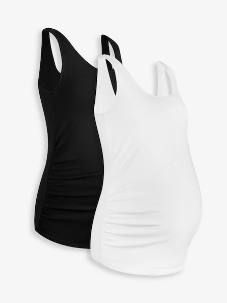 Black & White 2-Pack Ruched Maternity Vest Tops (897670) | £30