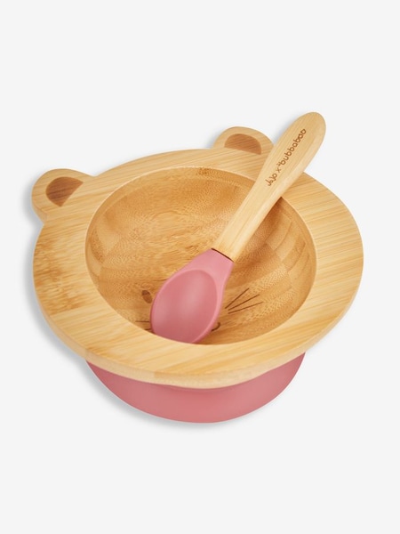 Pink Bamboo Suction Bowl & Spoon Set (898165) | £18