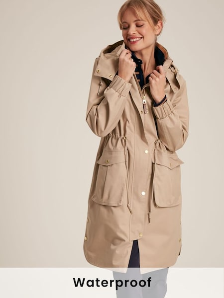 Harpsden Beige Waterproof Long Raincoat with Hood (901847) | £159