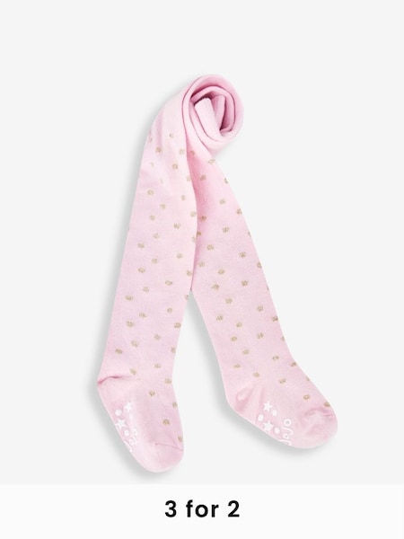Pink Cotton Rich Spot Tights (906947) | £9.50