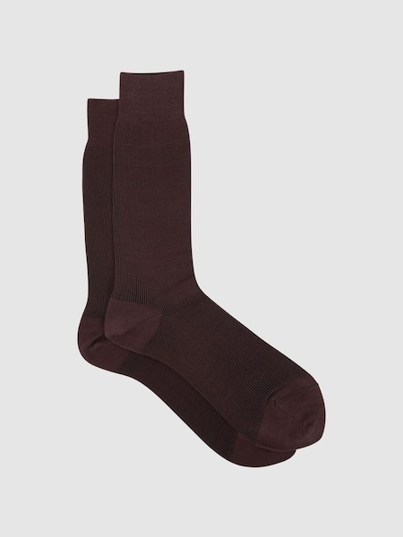Two Tone Cotton Socks in Bordeaux (907692) | £12