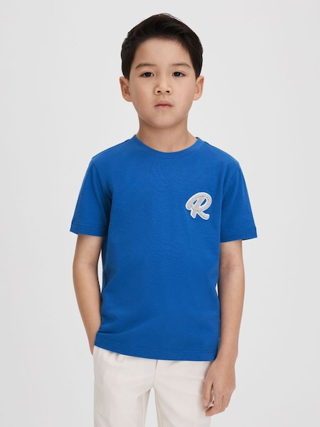 Junior Cotton Crew Neck T-Shirt in Lapis Blue (913544) | £16