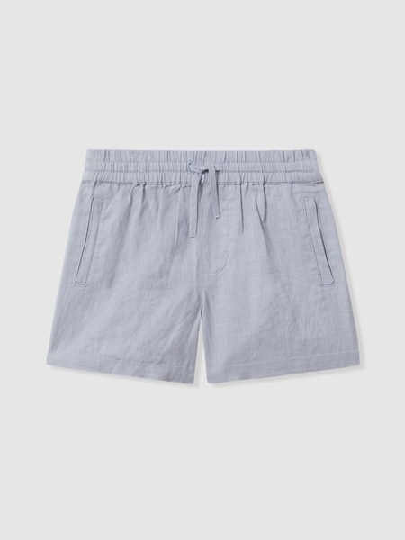 Linen Drawstring Shorts in Soft Blue (913750) | £32