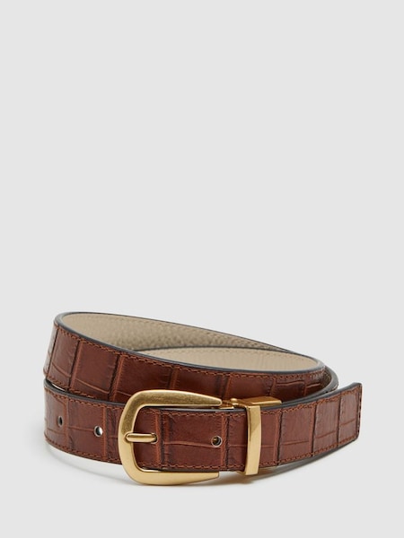 Reversible Leather Belt in White/Tan (913768) | £78