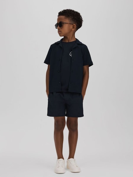 Linen Drawstring Shorts in Navy (914399) | £28