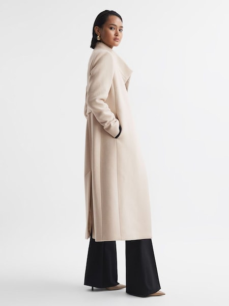 Tailored Wool Blend Longline Coat in Stone (915002) | £368