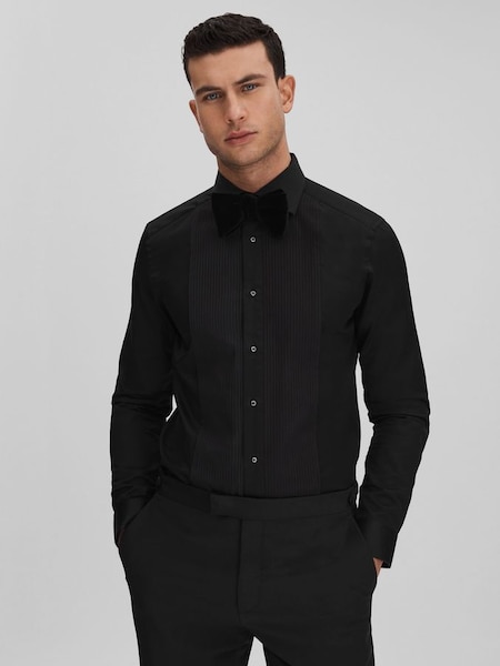 Slim Fit Cotton Marcella Tuxedo Shirt in Black (924474) | £118