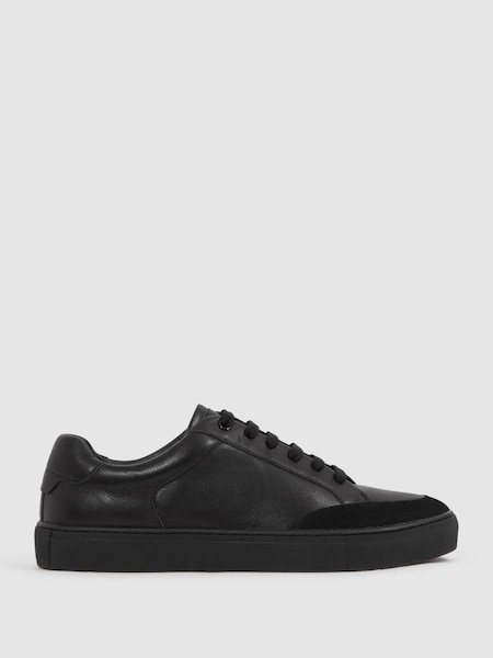 Leather Low Top Trainers in All Black (925674) | £138