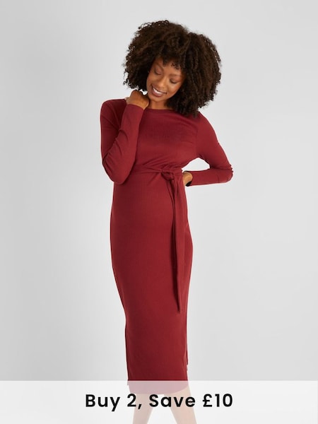 Ribbed Jersey Maternity Dress in Rust (928220) | £36