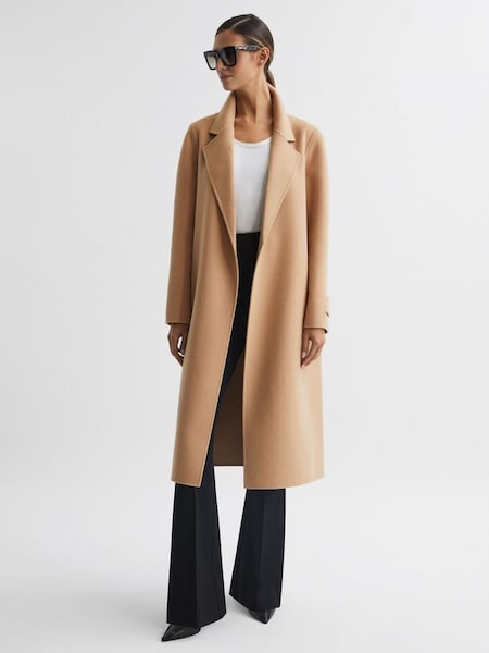 Wool Blend Blindseam Belted Coat in Camel (931057) | £348