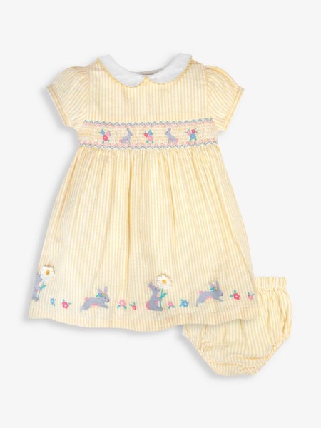 Yellow Bunny Appliqué Smocked Dress (938996) | £18