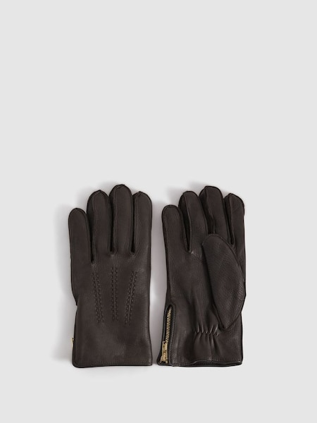 Leather Gloves in Chocolate (939362) | £60