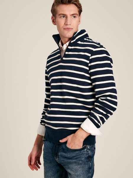 Alistair Navy/White Quarter Zip Cotton Sweatshirt (943218) | £49.95