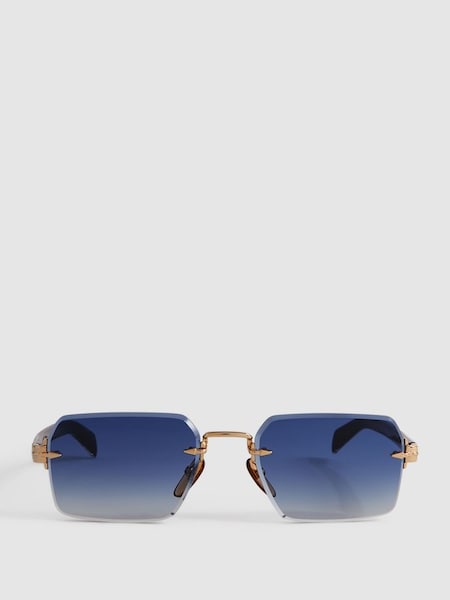 Eyewear by David Beckham Rimless Sunglasses in Blue (946187) | £245