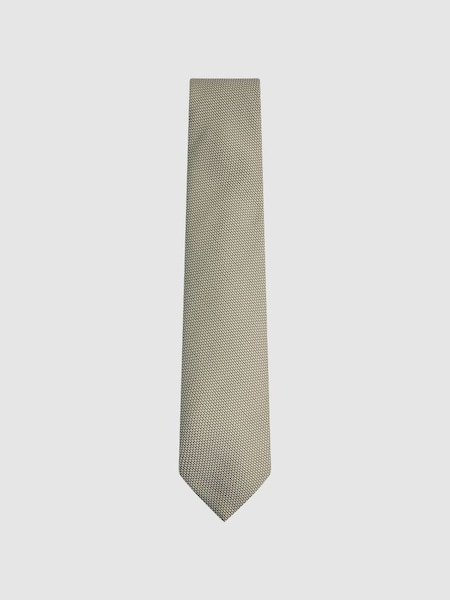 Textured Silk Blend Tie in Soft Sage (947114) | £48