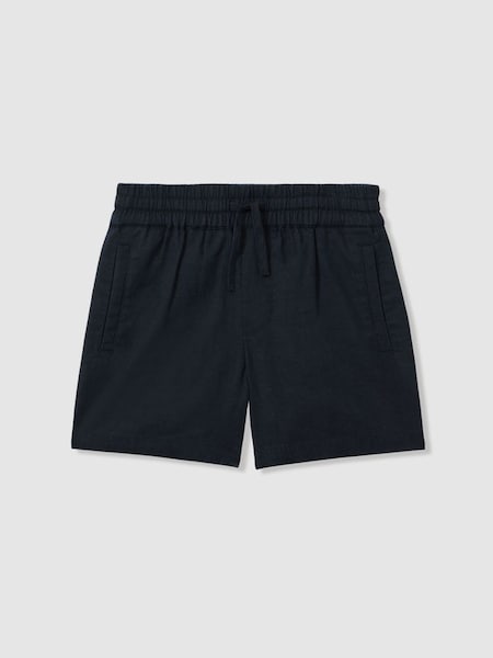 Linen Drawstring Shorts in Navy (947127) | £36