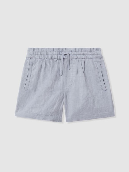 Linen Drawstring Shorts in Soft Blue (947134) | £36