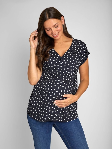 Navy Spot Maternity Blouse (948933) | £36