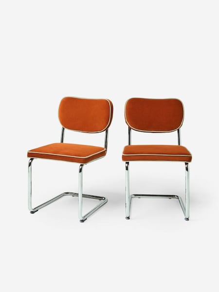 Set of 2 Parker Dining Chairs in Cinnamon with Jade Green Piping (954398) | £399