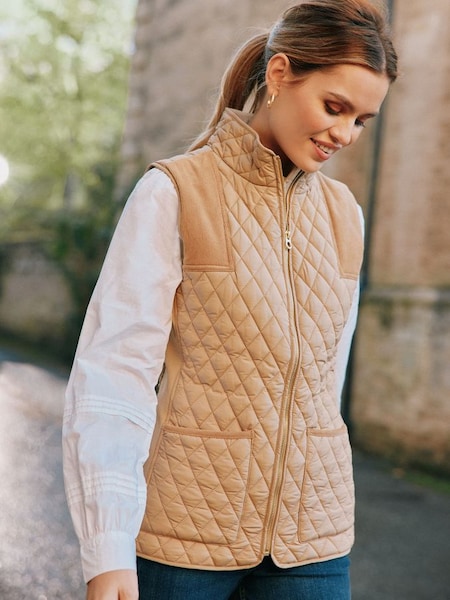 Stately Beige Showerproof Diamond Quilted Gilet (954818) | £74.95