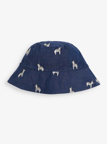 Kids' Zebra Embroidered Sun Hat in Chambray (961861) | £14