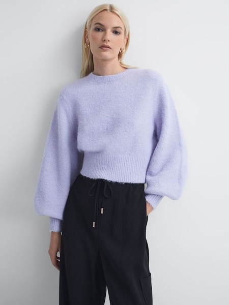 Florere Fluffy Crew Neck Jumper in Lilac (963277) | £68