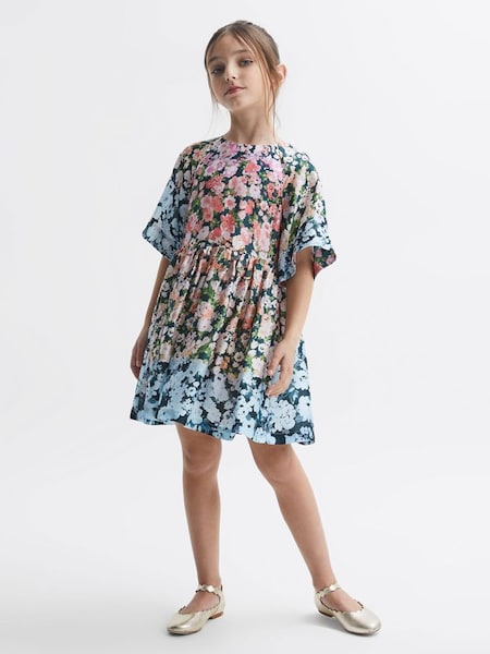 Senior Floral Print Bell Sleeve Dress in Multi (965919) | £40