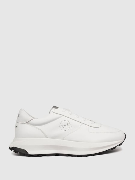 Unseen Footwear Leather Trinity Stamp Trainers in White (975385) | £245