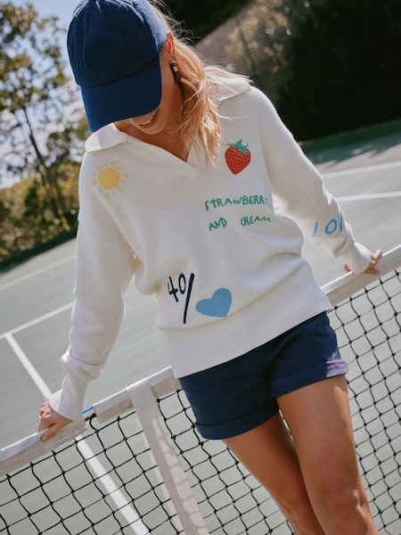 Set Match Cream Jumper with Tennis Embroidery (976629) | £79.95