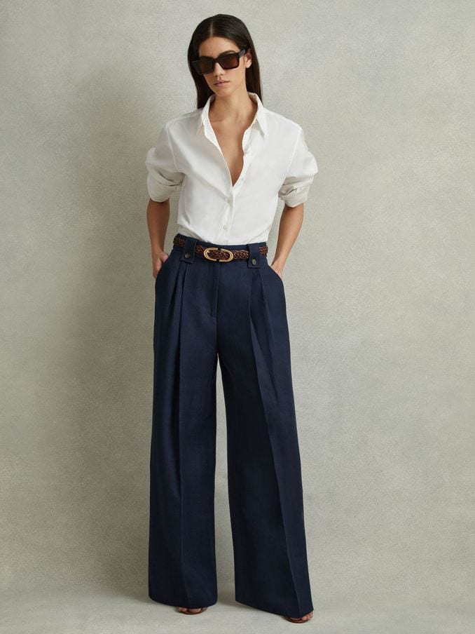 Women s Blue Trousers Blue Cargo Tailored Trousers Reiss UK