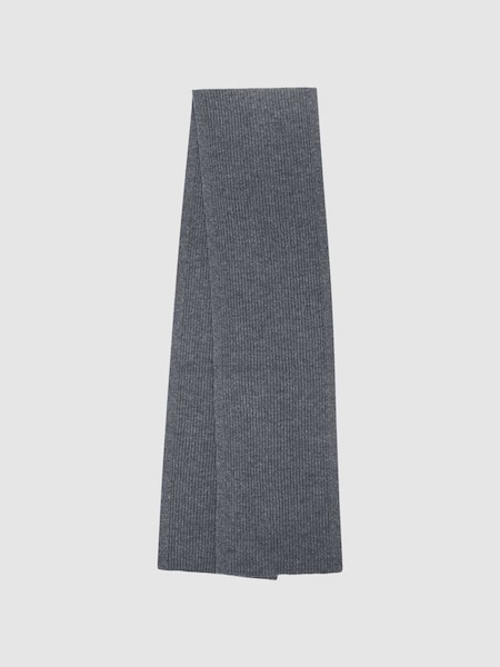 Merino Wool Ribbed Scarf in Charcoal (980359) | £30